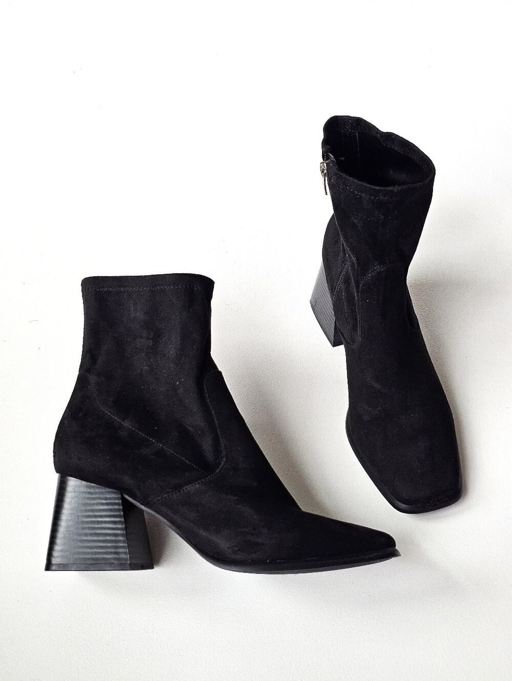 Marc Fisher Rodana Black Stretch Sock Ankle Boots Square Toe Size 10